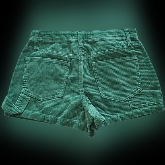 Green Corduroy Women's Shorts - Picture 2 of 7